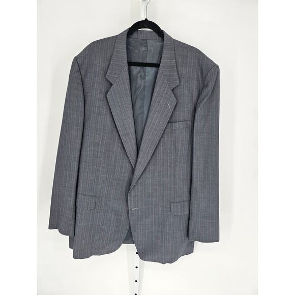 Kasey's Men's Gray Navy Striped Custom Tailored Pant Suit Set Size 48 - Picture 2 of 7